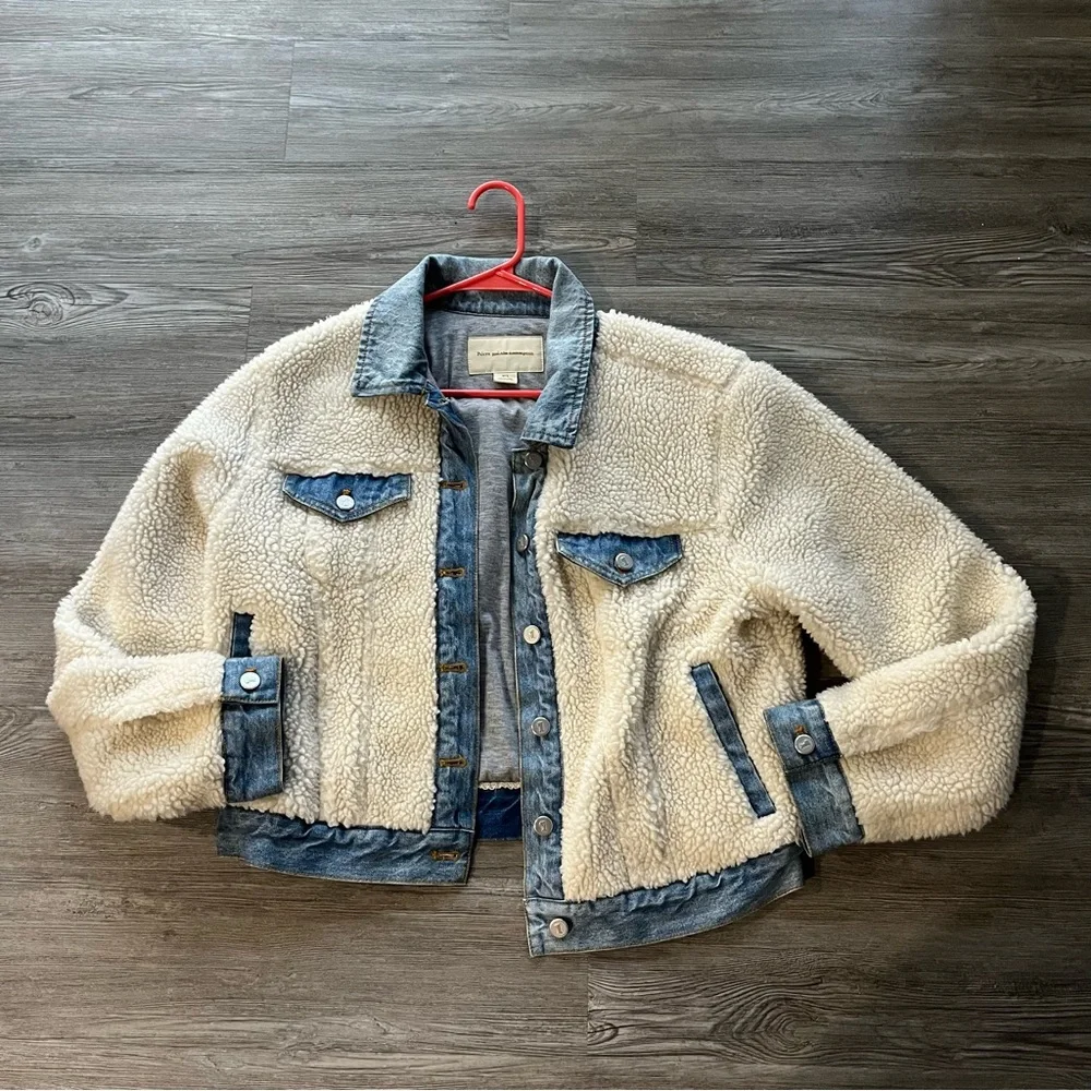 Pilcro & the Letterpress Women's Large Sherpa Denim Jacket - Picture 2 of 10